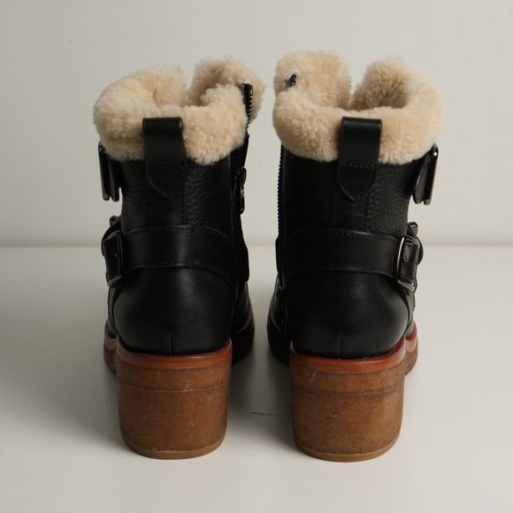 Coach Preston Black Leather Shearling Booties - Picture 3 of 13